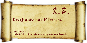 Krajcsovics Piroska névjegykártya